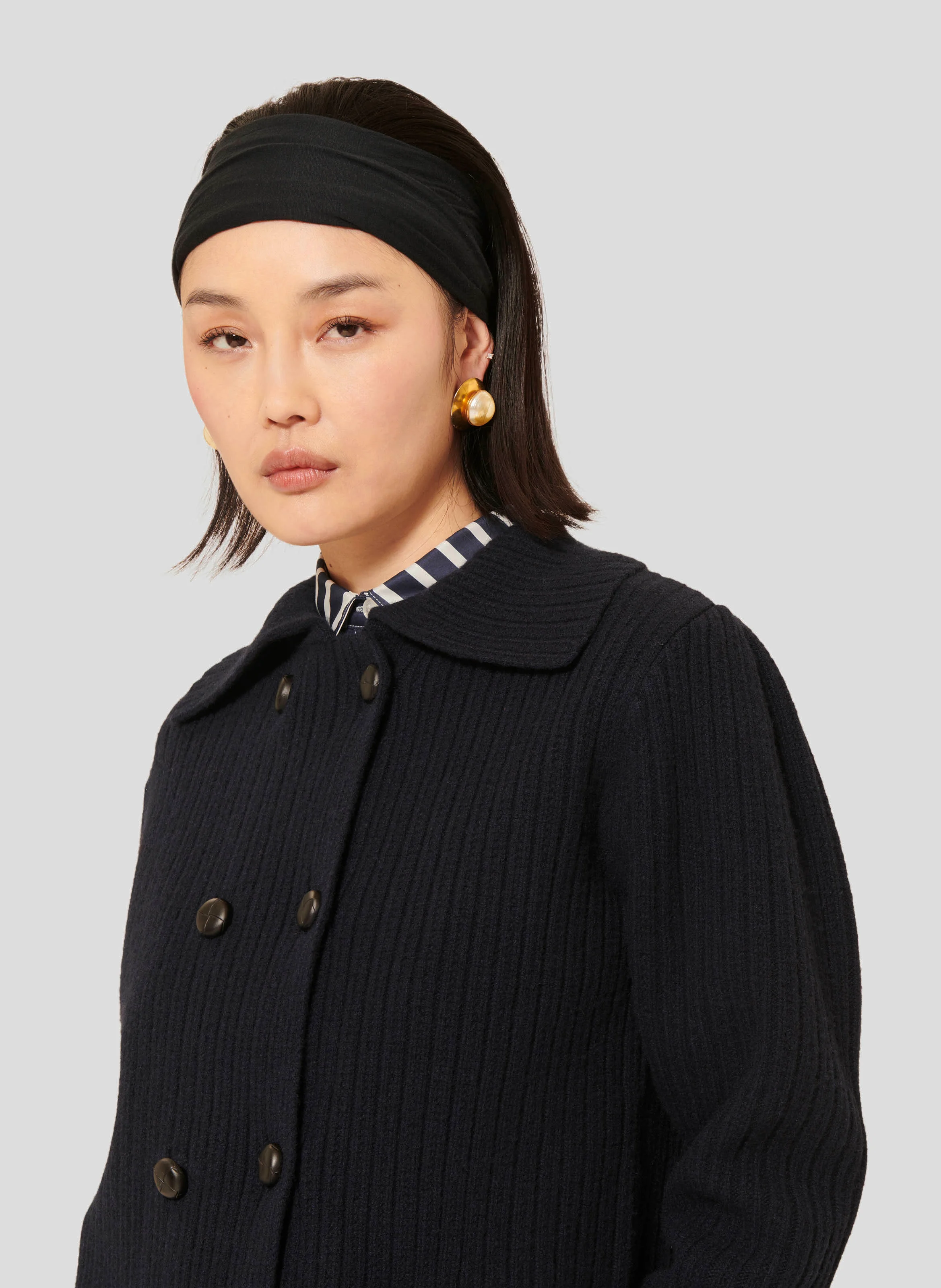 GOLDIE - Gilet droit en laine | Bleu