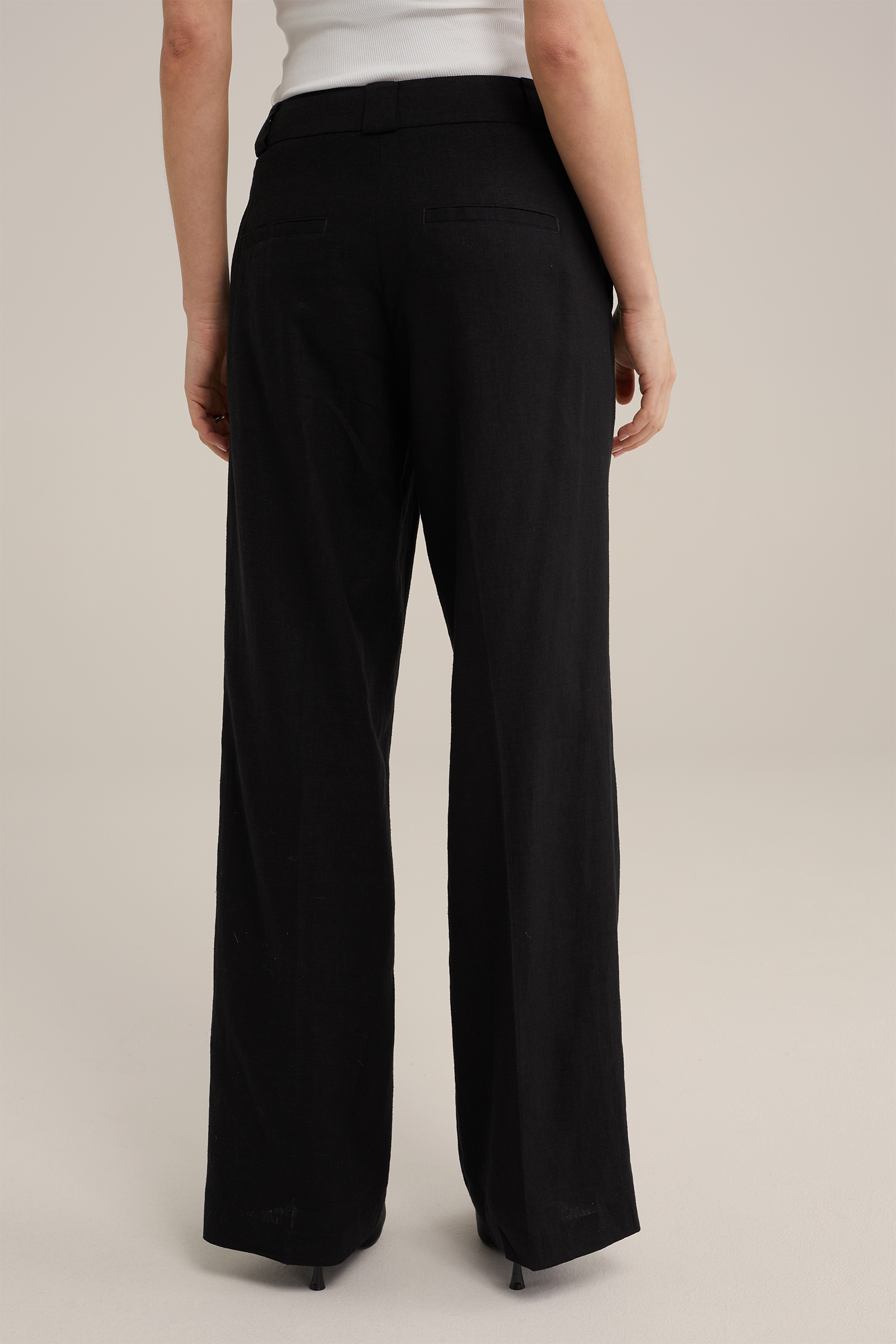 wide leg pantalon van linnenmix WE Fashion Zwart