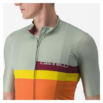 Maillot Manches Courtes Castelli A Blocco Vert/Orange