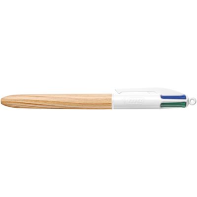 BIC 4 Couleurs Bois - Stylo à bille 4 couleurs effet bois - disponible dans différentes couleurs
