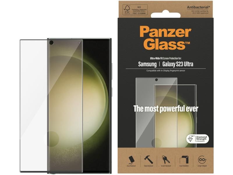 Panzerglass Displayschutz Ultra Wide Fit Galaxy S23 Ultra Display-Schutzfolie für das Samsung Galaxy S23 Ultra