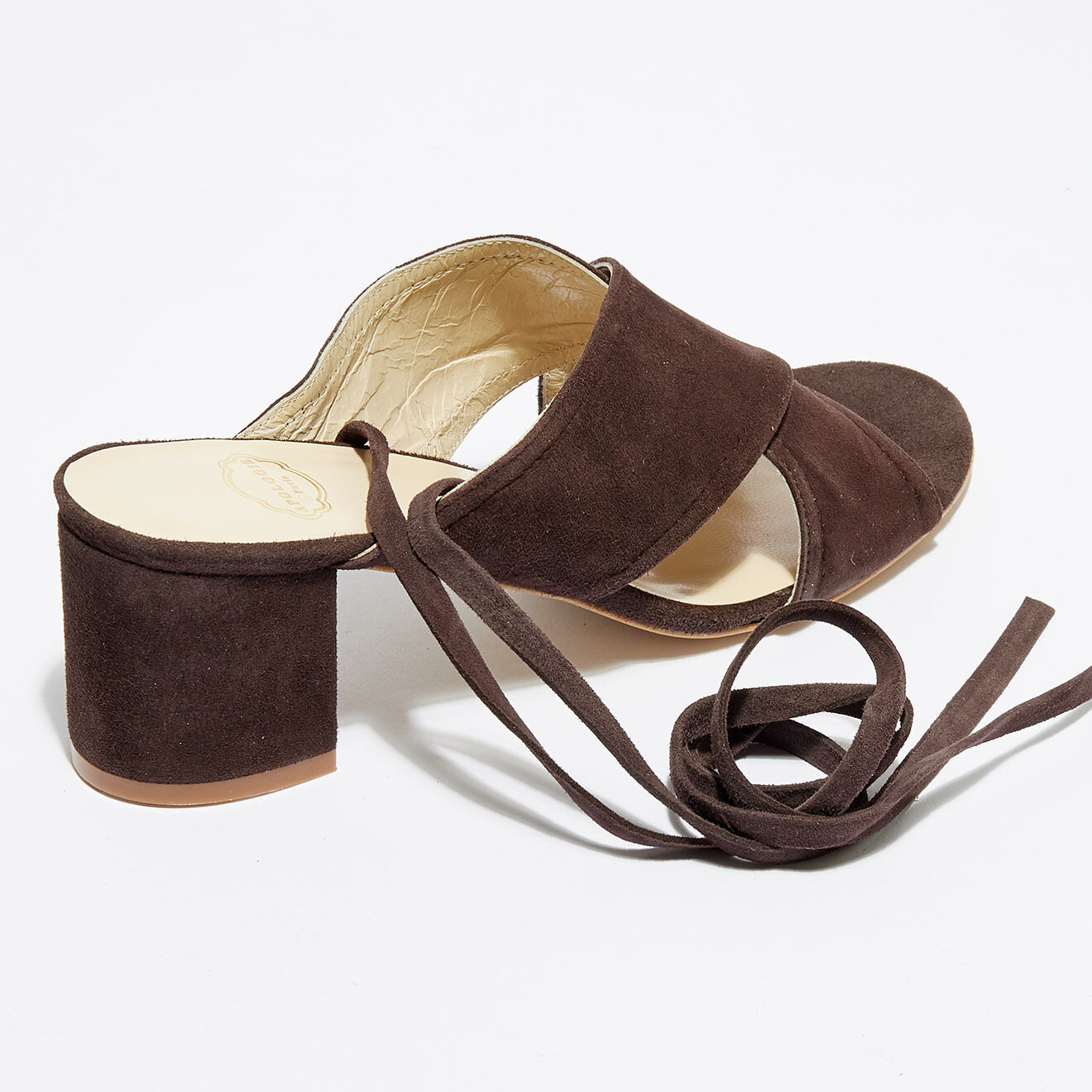 Apologie Mules en Velours de Cuir Ada marron foncé Talon 6 cm