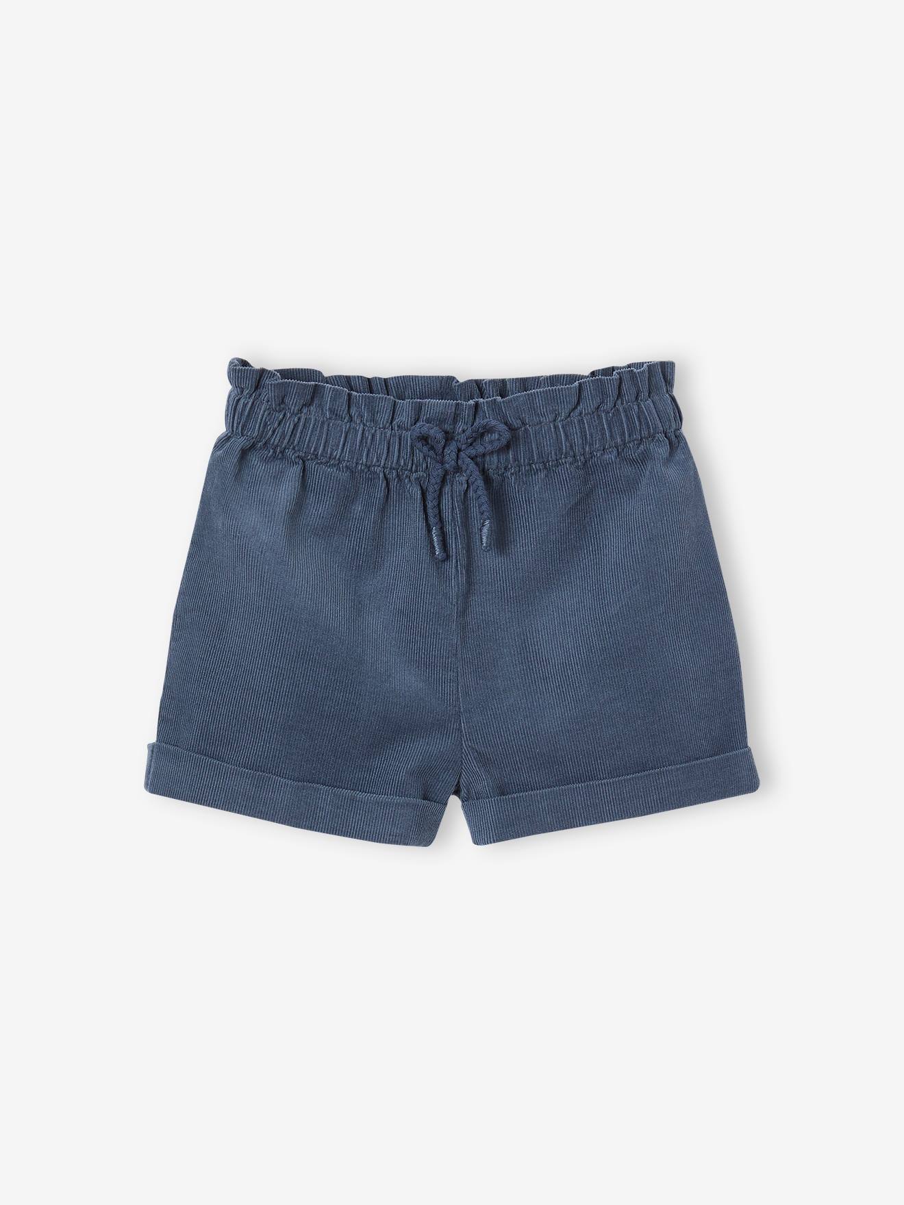 Conjunto de 3 peças para bebê menina, camiseta, shorts de veludo cotelê e faixa de cabelo, verde escuro liso.