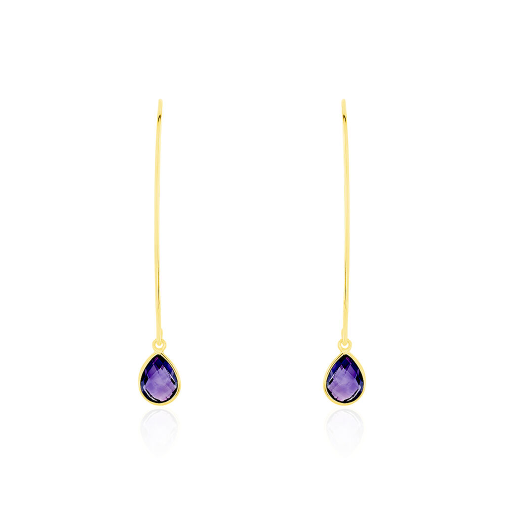 Créoles Phie Poire Or Jaune Amethyste