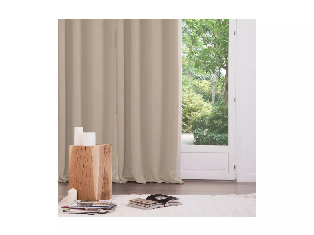 Lot de 2 Rideaux Occultants Beige Lin 135 x 240 cm