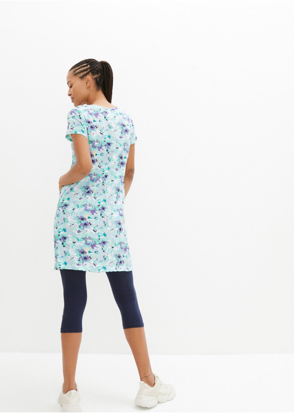 Tunique longue effet froissé et legging 3/4