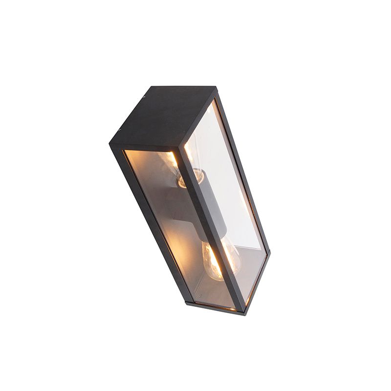 Industriële wandlamp zwart 38 cm 2-lichts IP44 - Charlois