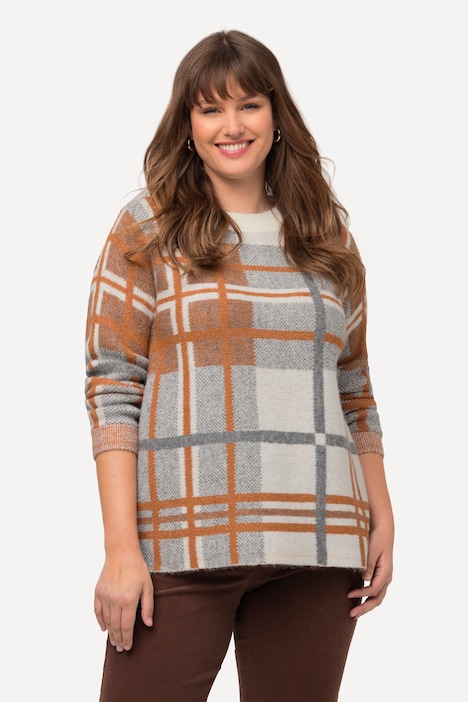 Pullover, Karomuster, Rundhals, Langarm