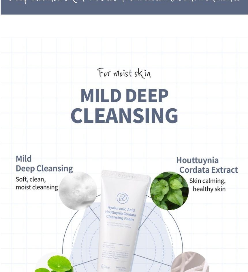 esfolio - Hyaluronic Acid Houttuynia Cordata Cleansing Foam