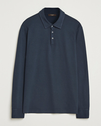 Zanone Heavy Jersey Long Sleeve Polo Navy