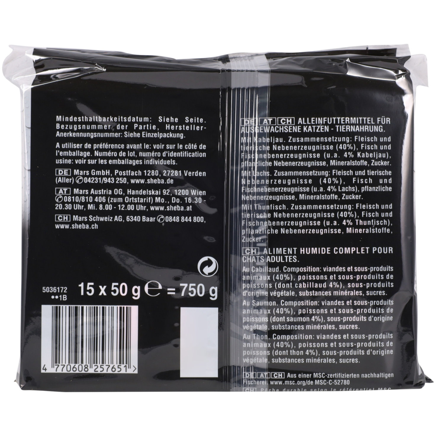 Sheba Katzenfutter in Sauce Fresh & Fine Fisch 15x50g