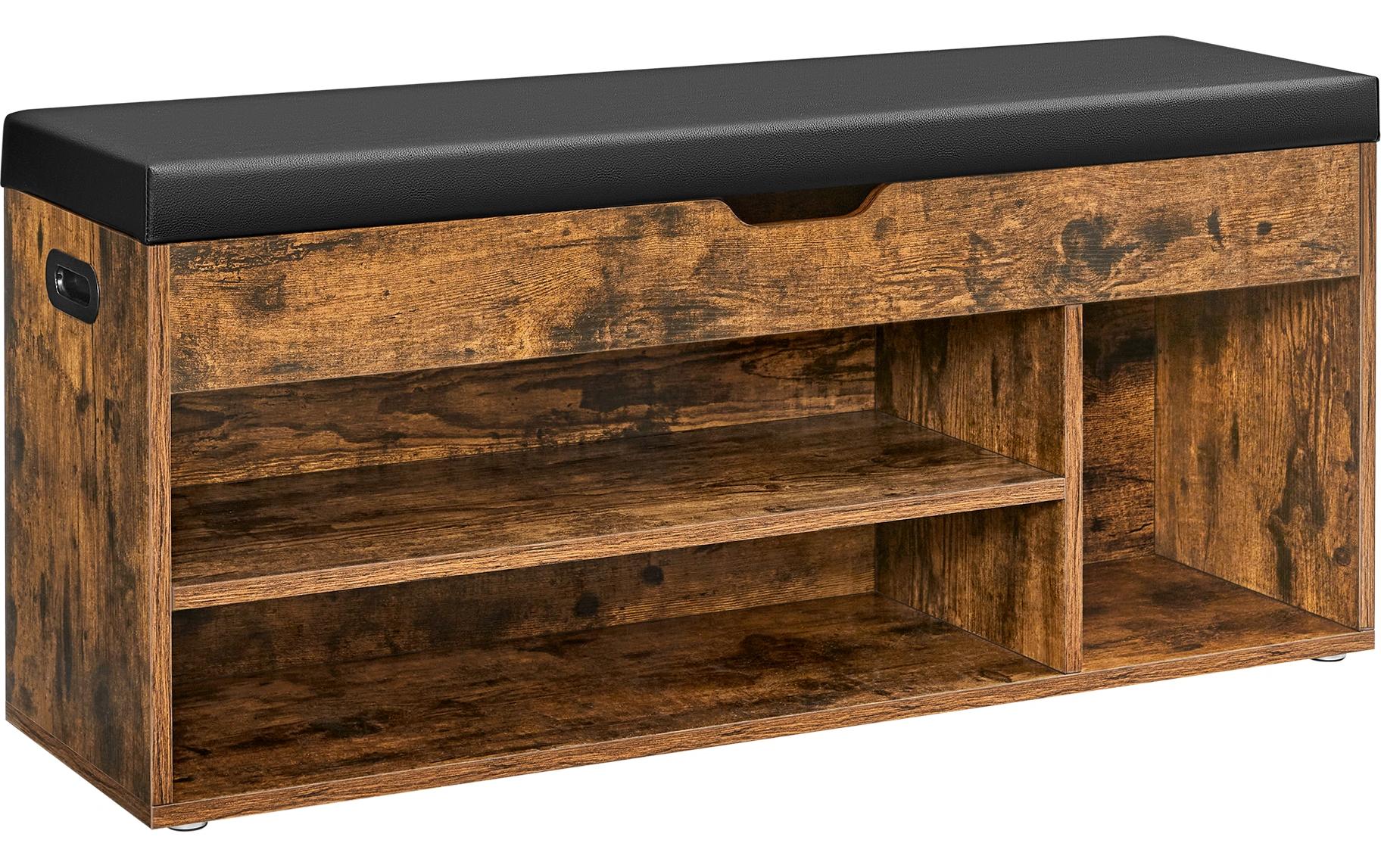 Sitztruhe mit 3 Fächern 100 x 44 x 30 cm, BraunSchuhbank für den Flur