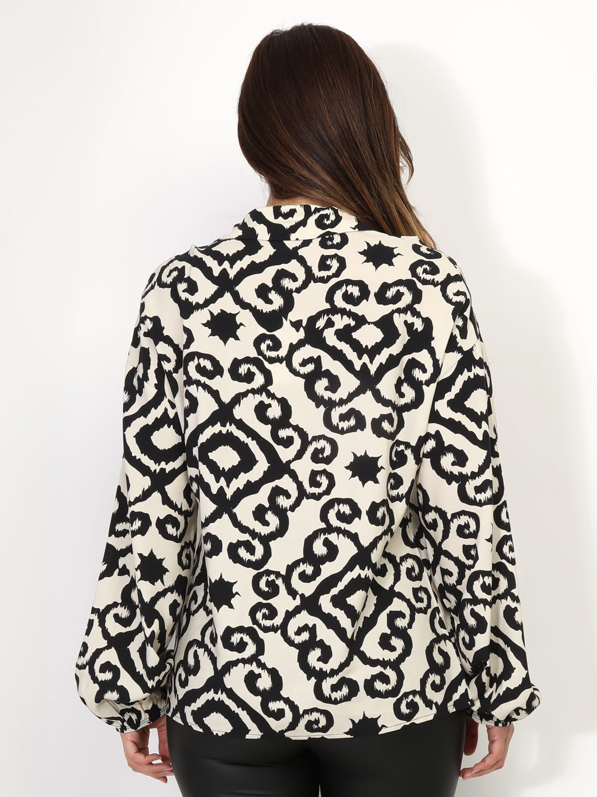 Blouse à motif abstrait- Beige