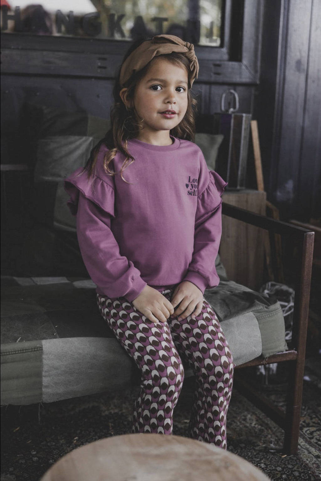 LOOXS broek met all over print roze