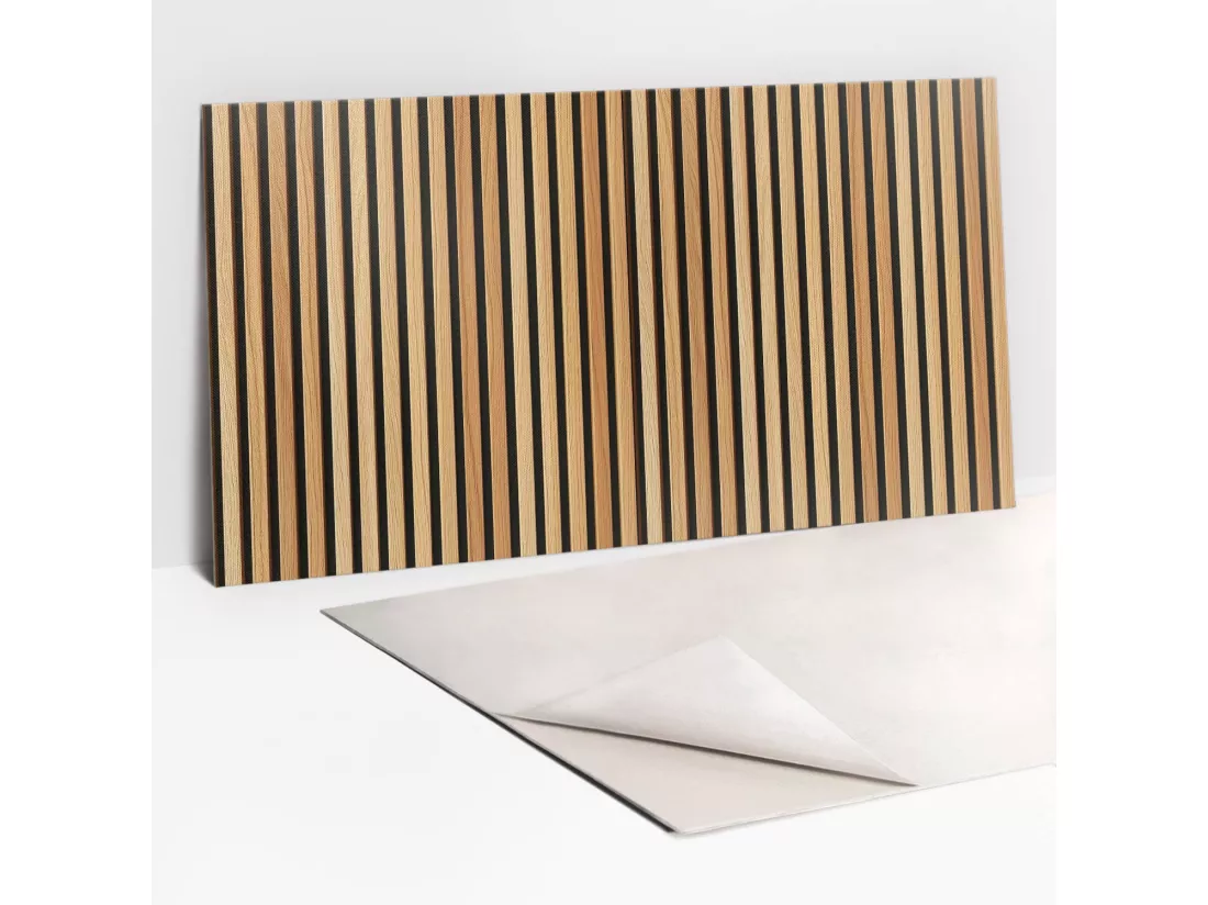 Panneaux muraux autocollants en vinyle imperméable - Lattes en bois 100 x 50 cm