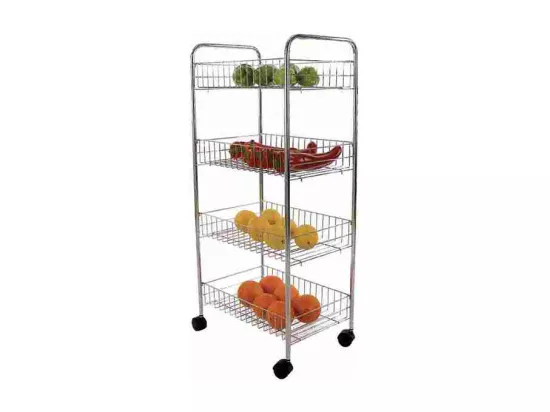 Chariot de cuisine polyvalent 4 niveaux chromé
