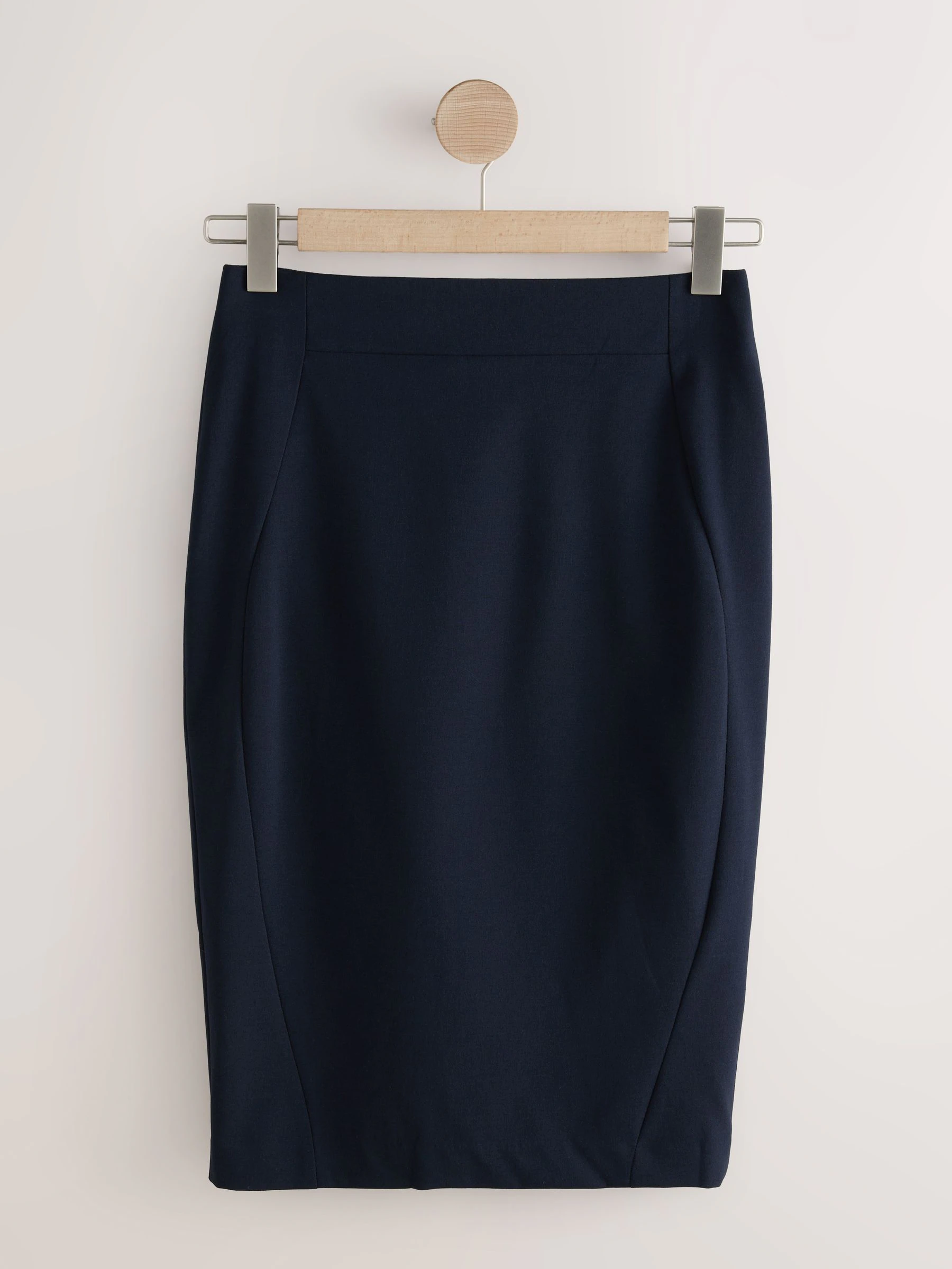 Donkerblauw - Tailored Pencil Skirt With Wool