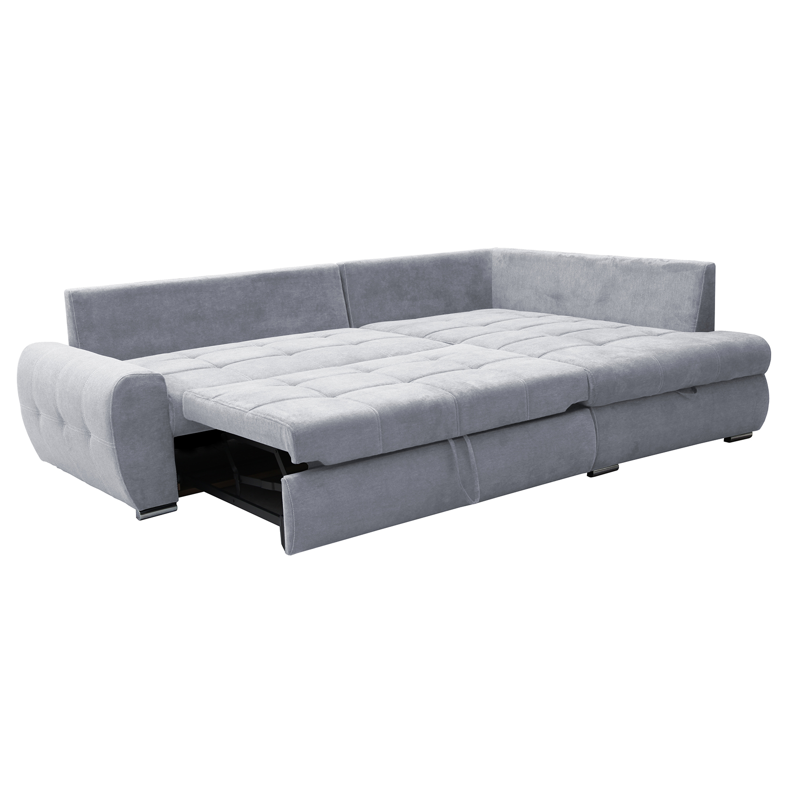 Ecksofa - grey - mit Liegefunktion und Staukasten - Recamiere rechts