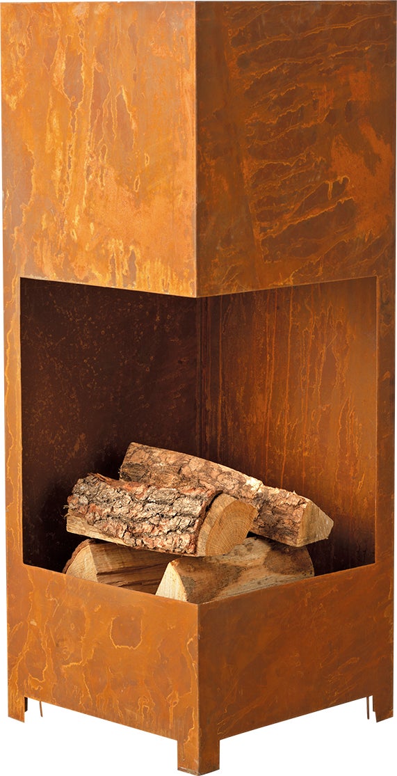 Tuinhaard vierkant roest 38 x 38 x 100 cm