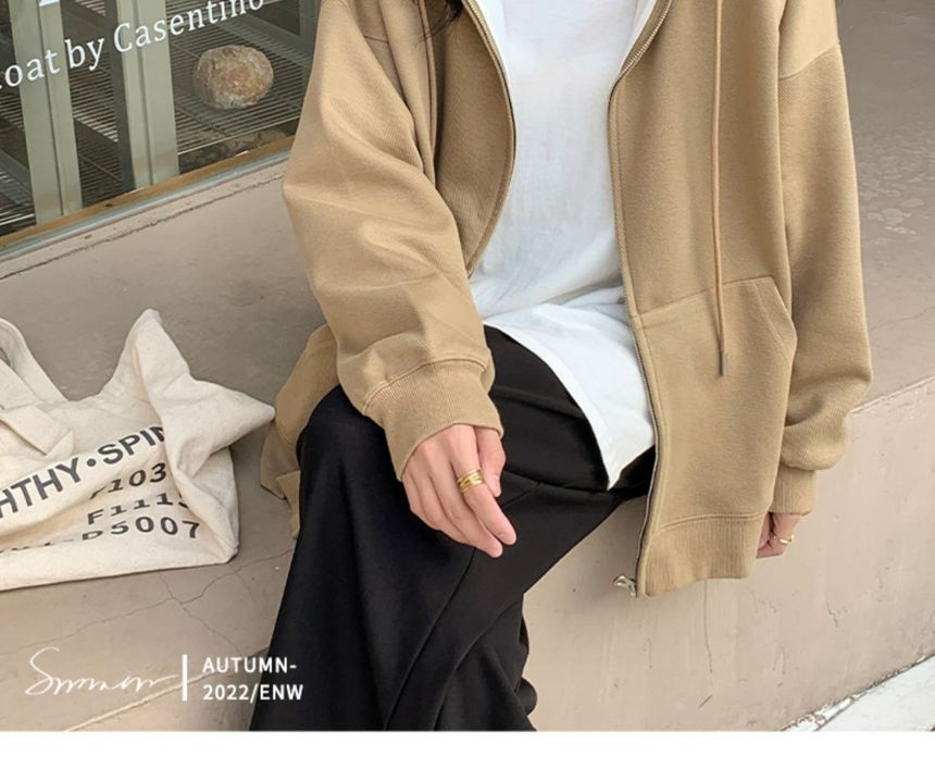 Dewbluen - Effen hoodie met rits