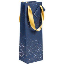 Premium sac bouteille étoiles, 12,5x9,5x38 cm - Bleu
