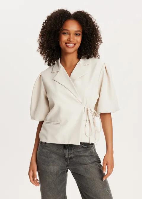 Blazer met strik off-white (ECRU)