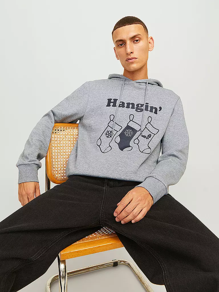JACK & JONES Kapuzensweater - Hoodie JJXMAS  hellgrau