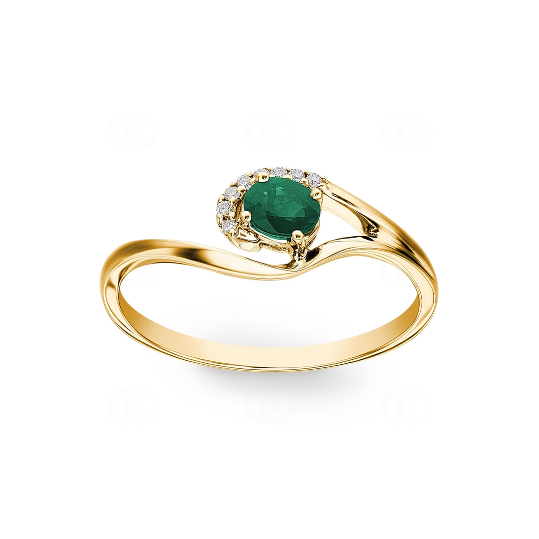 Smaragdring 750/18 K Gelbgold mit Diamanten 0.03 ct H/si