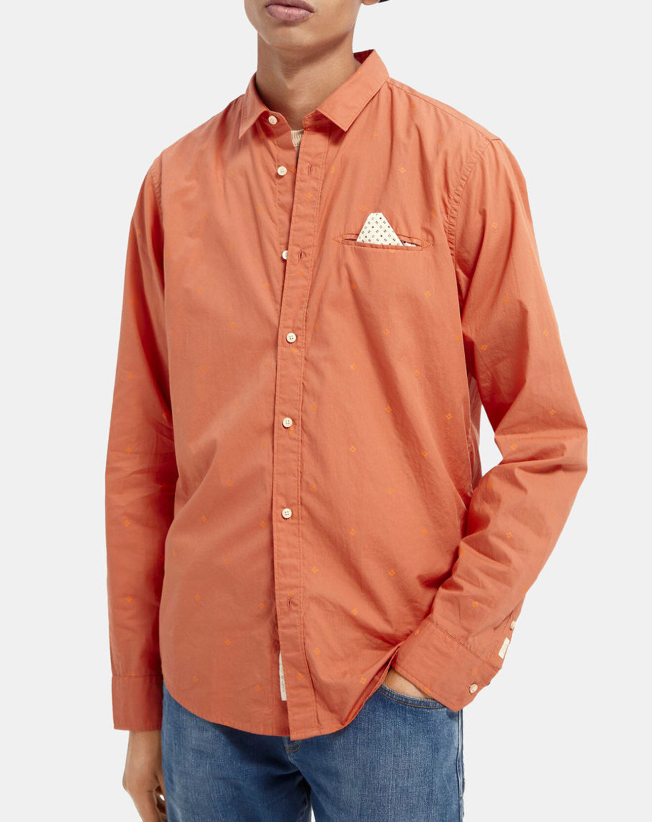 Scotch & Soda Chemise Regular Fit Pocket imprimée orange clair
