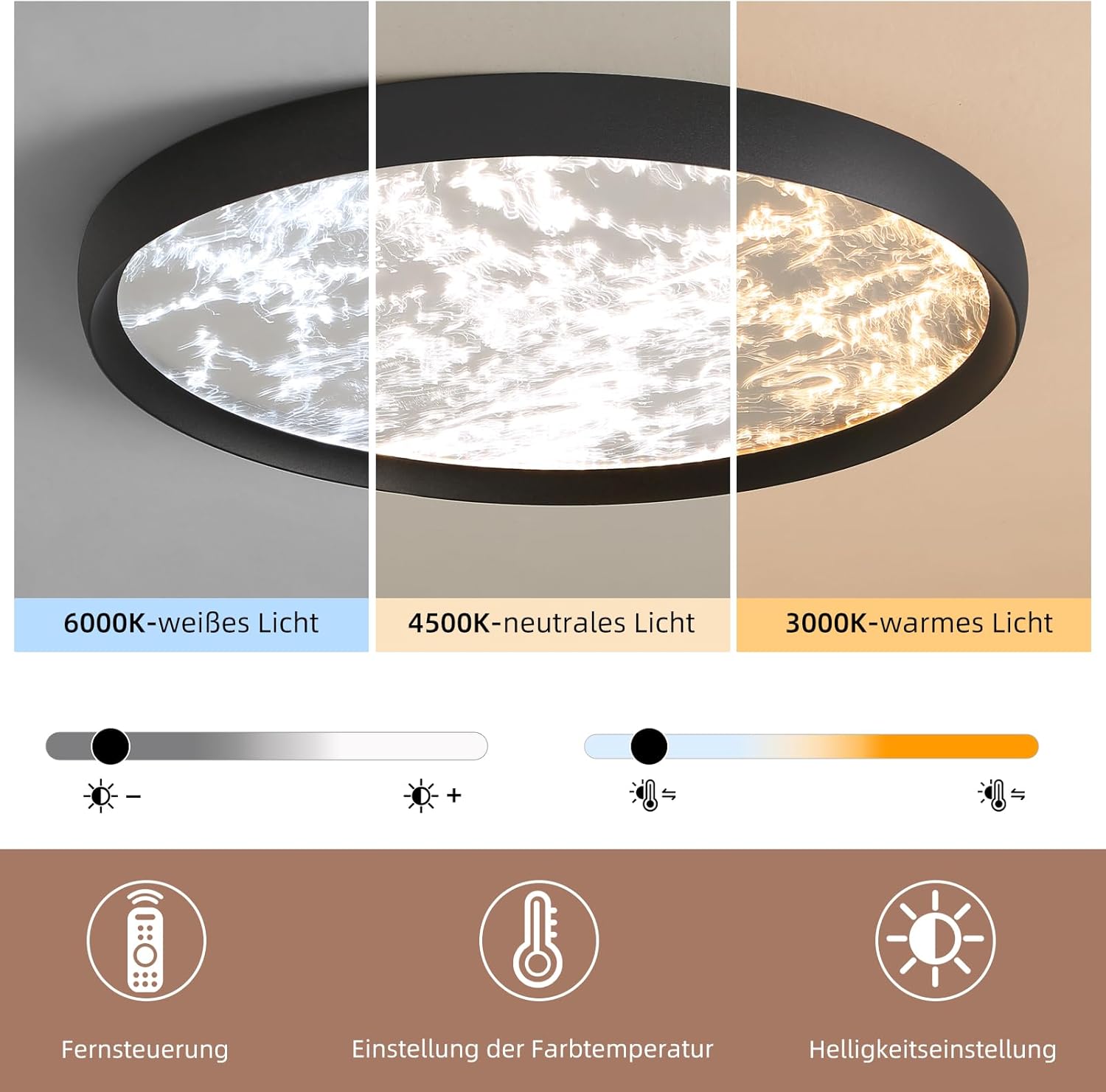50cm LED Deckenleuchte Flach Dimmbar mit Wolken-Design – Kreative Runde Einbauleuchte, 3000K-6000K, 40W – Moderne Küchenlampe, Wohnzimmerlampe, Badlampe, Flurbeleuchtung, Büro