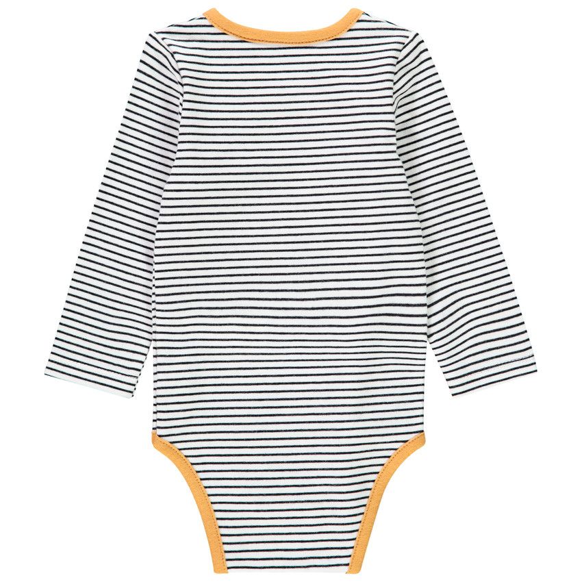 Body manches longues à rayures et tête de tigre pour bébé garçon - Ecru