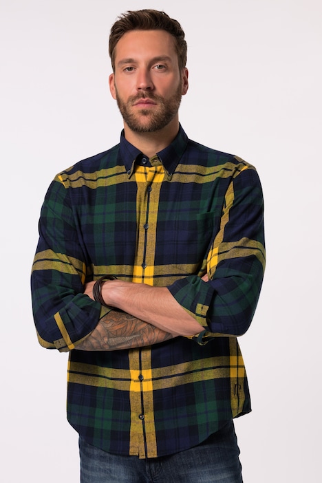 JP 1880 Karo-Flanellhemd, Langarm, Buttondown-Kragen, Modern Fit, bis 8 XL