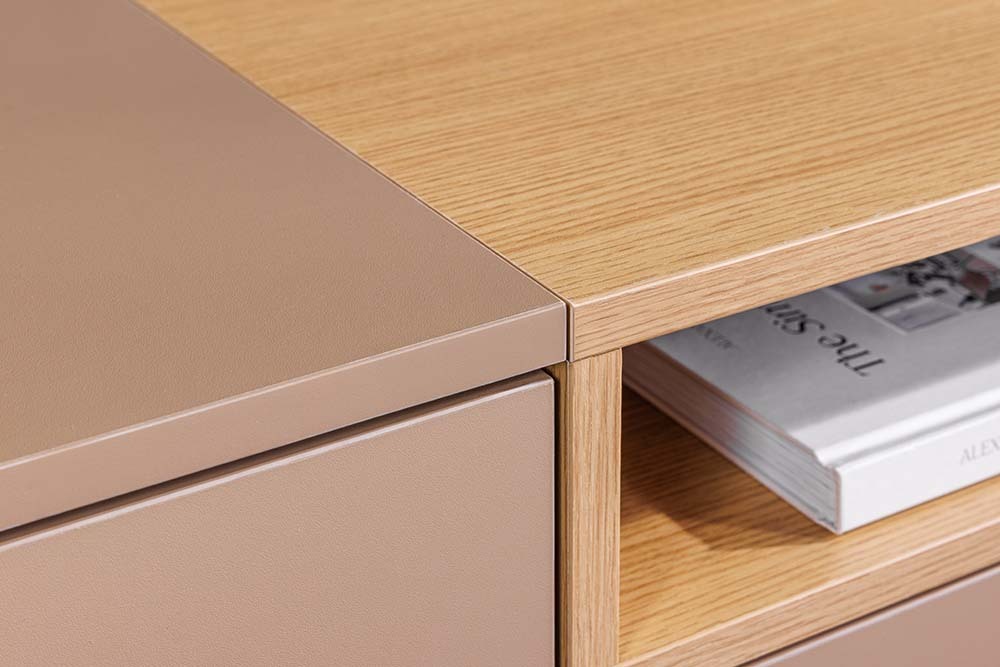 Hängendes TV-Board LOFT 160cm natur grau beige greige drei Fächer mit Schublade