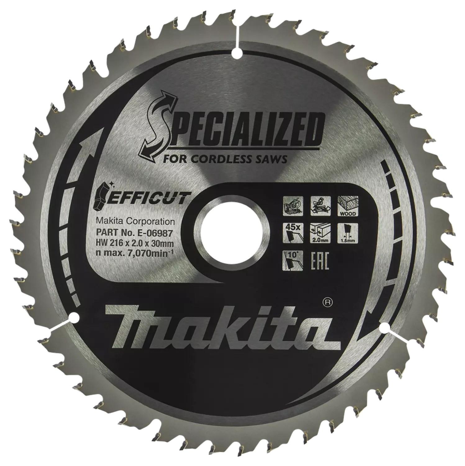 Makita E-06987 Efficut Cirkelzaagblad Hout - 216x30x2,0mm 45T