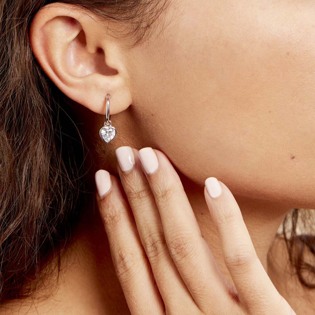 Créoles Argent Blanc Dahud Oxydes De Zirconium