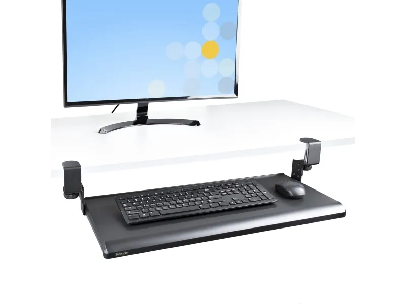 StarTech.com Under-Desk Keyboard Tray, Clamp-on Keyboard Holder, Supports up to 12kg (26.5lb), Sliding Keyboard and Mouse Drawer with C-Clamps, Height Adjustable Keyboard Tray - Black - Ergonomic Keyboard Tray (KEYBOARD-TRAY-CLAMP1) - Tastaturbakke -