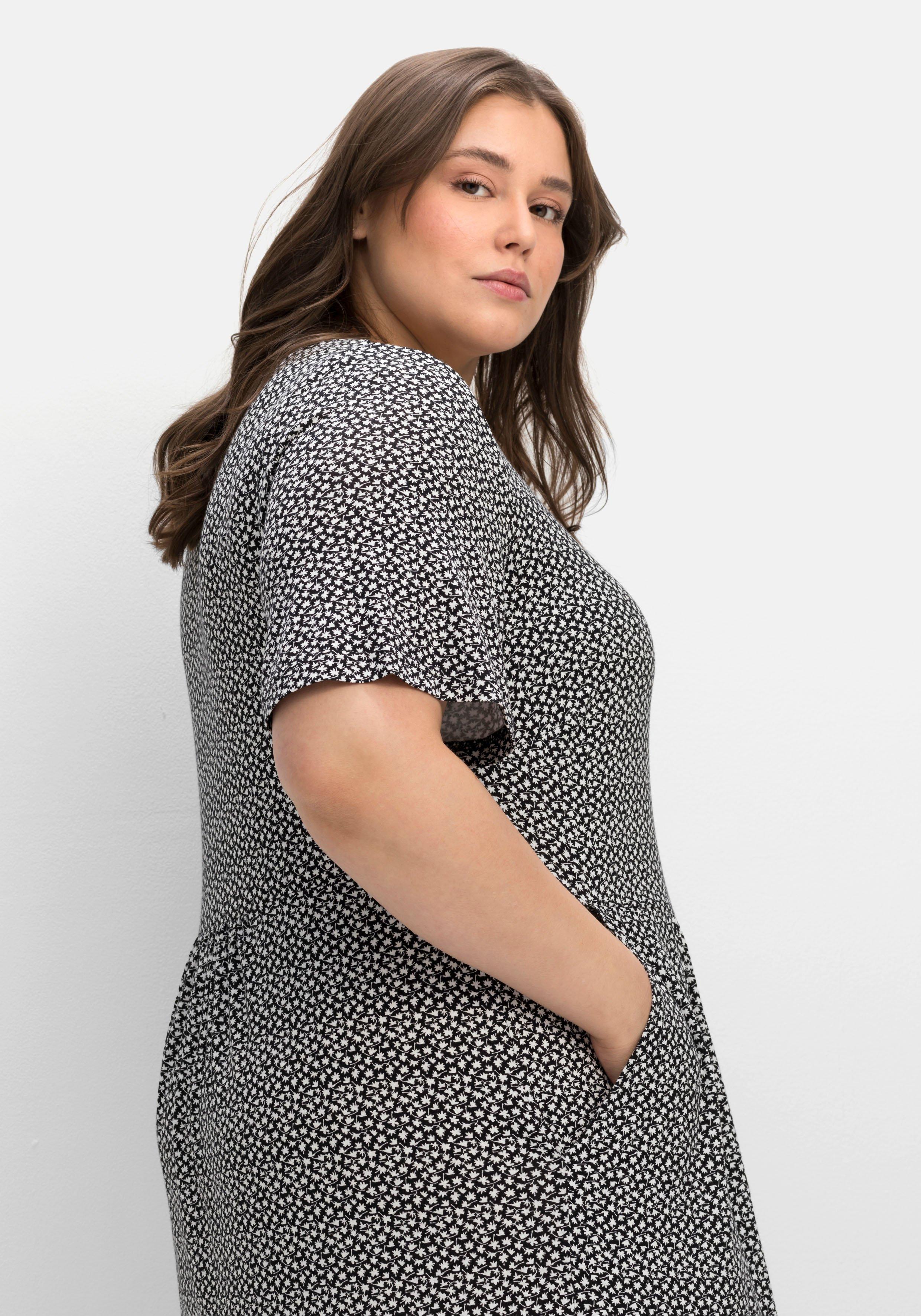 Jerseykleid mit Minimalprint und Saum-Tunnelzug