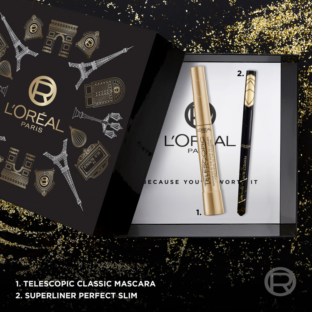 L'Oréal Geschenkset Telescopic Classic Mascara & Superliner Perfect Slim Zwart2 stuks