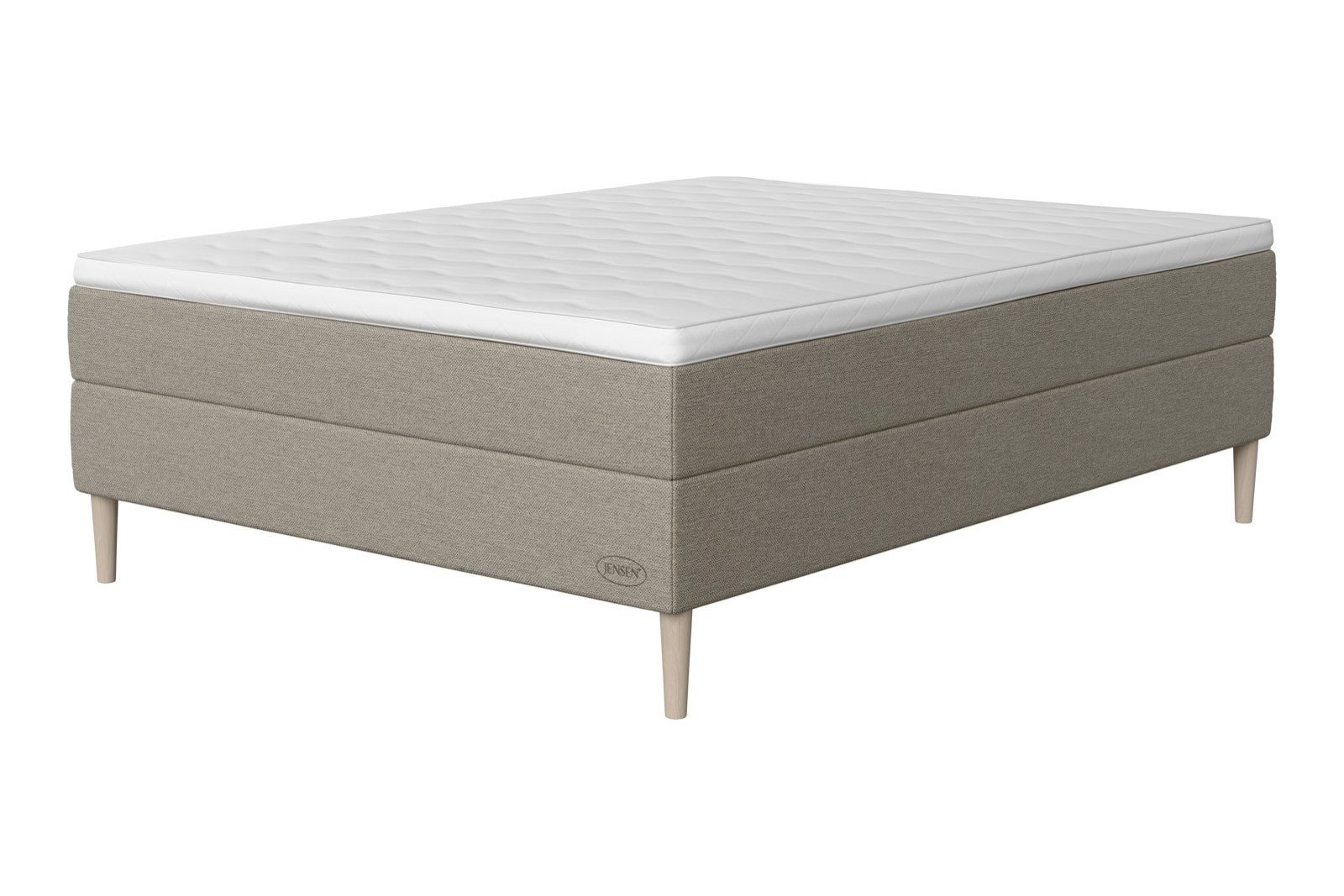 Opal jubileum Exact kontinentalseng 180x210 cm Tekstil 387 Greige, fast/fast, Exact, seamless, Sleep II overmadrass og Conic 18 cm hvitvasket ben + støtteben, gavl selges separate