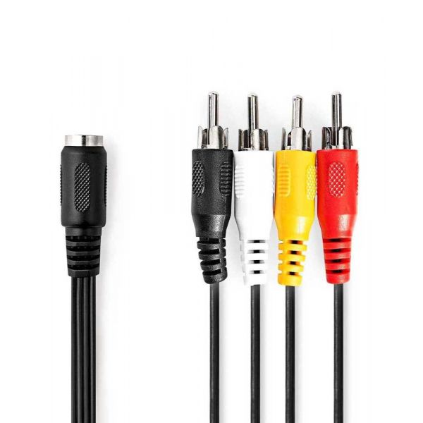Nedis CAGL20475BK02 Cabo de Áudio 20cm Din (5-Pin) 4 X Rca Preto
