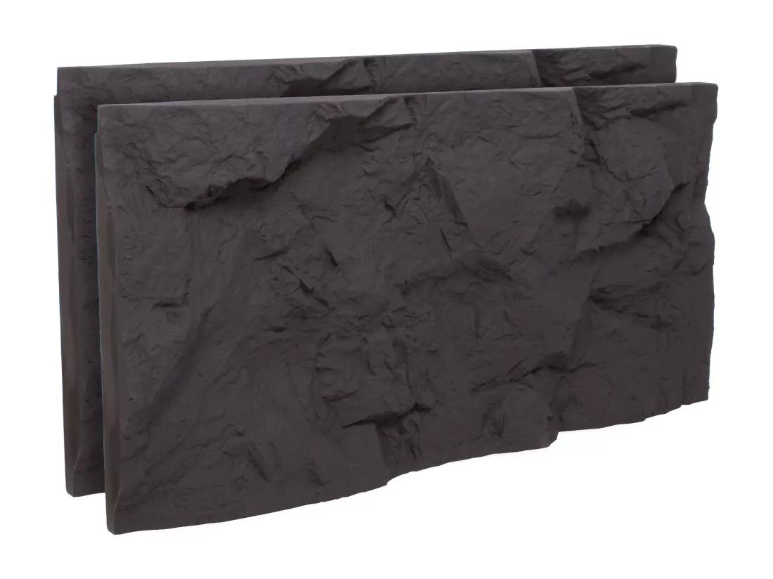 Rushmore - Lot de 2 panneaux muraux décoratifs 3D 120x60x9 cm effet pierre en PU Anthracite Grey