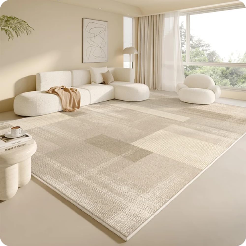 Wohnzimmer Teppich Creme Stil Waschbar Haushalt Teppich Luxus Großes Schlafzimmer Garderobe Dekorativer Teppich Verdickt Schmutzabweisend rutschfest Teppich 200x300cm