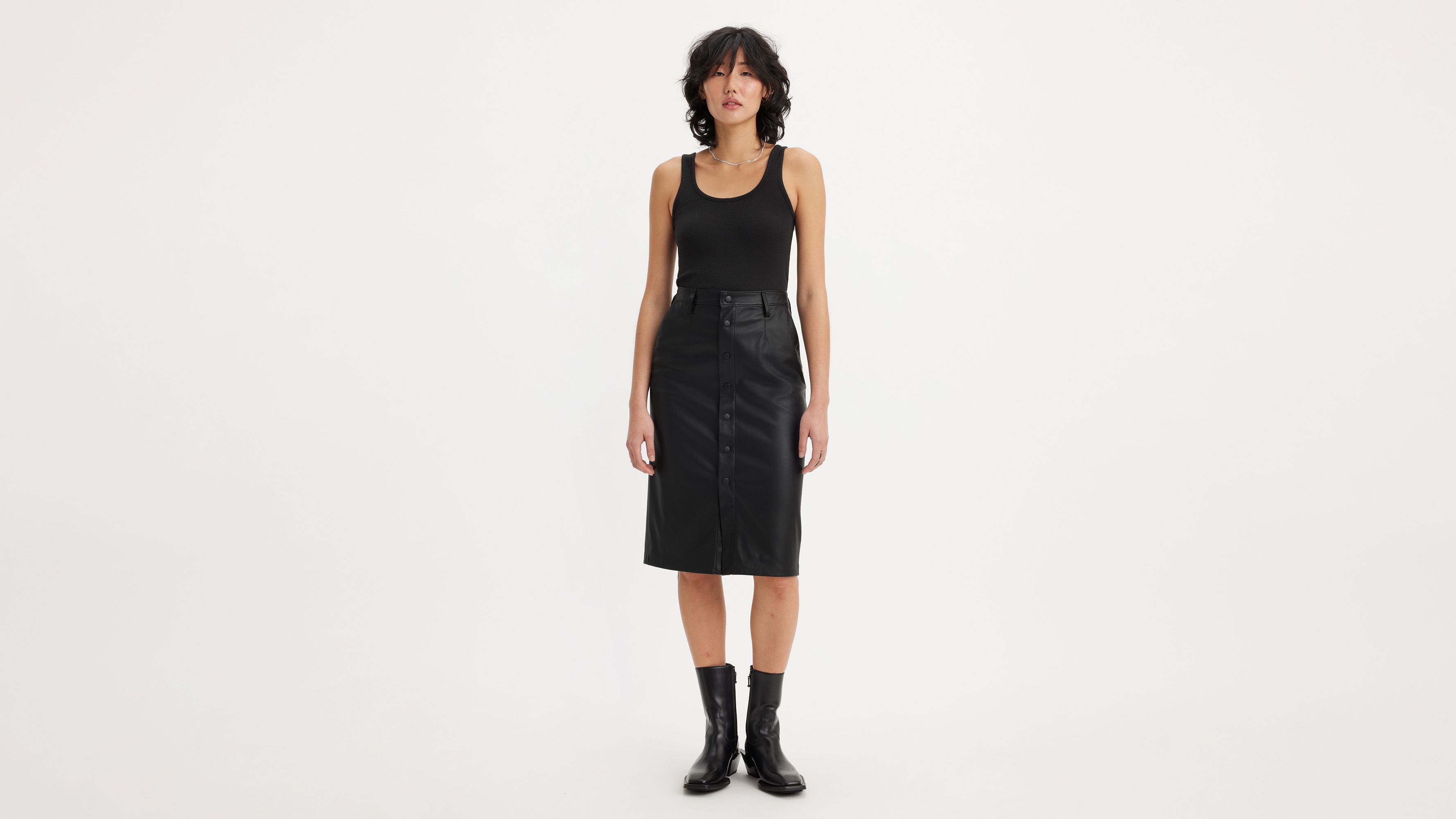 Jupe crayon en simili cuir - Leather Night - Noir
