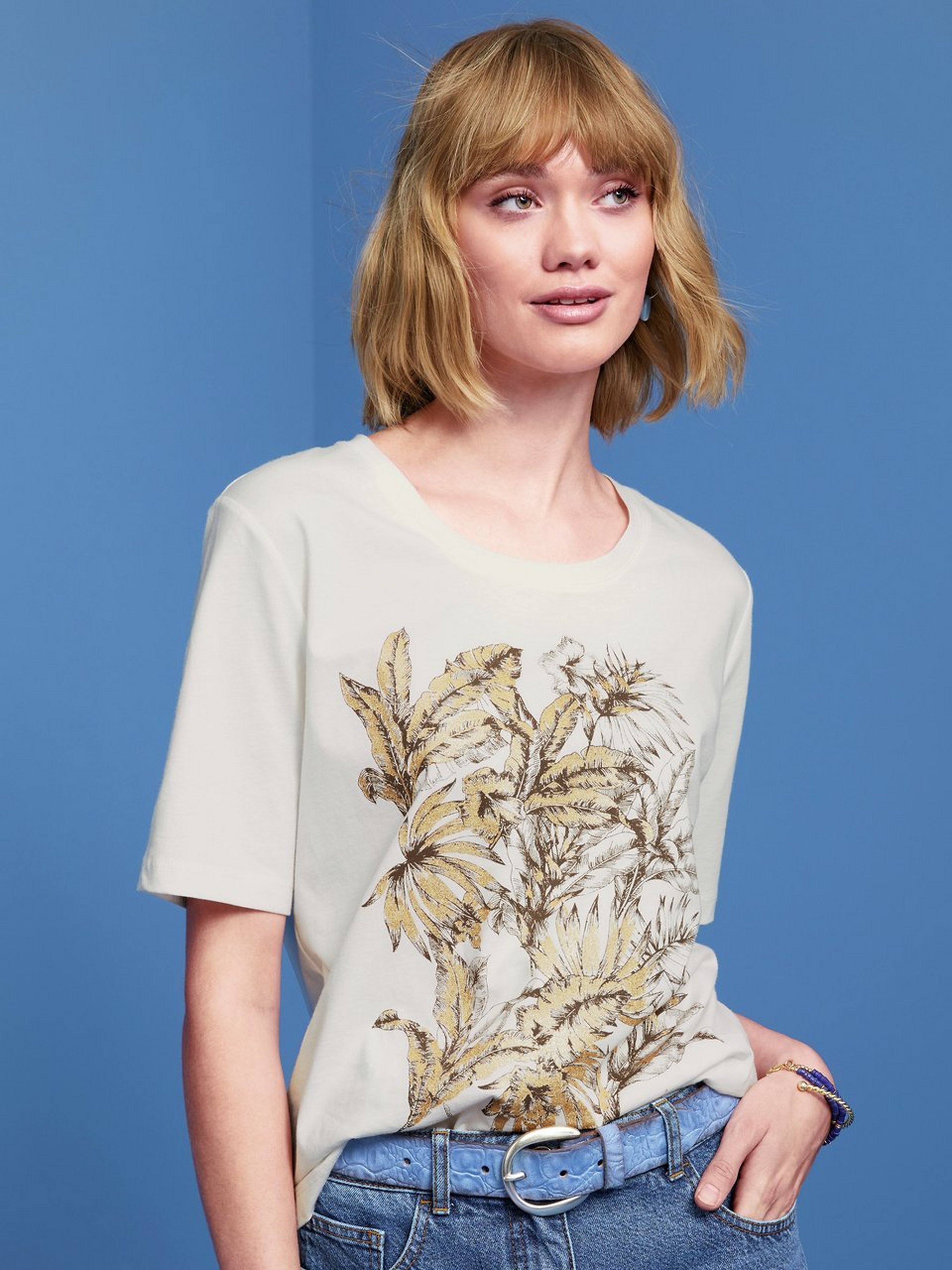 Rundhals-Shirt mit 1/2-Arm