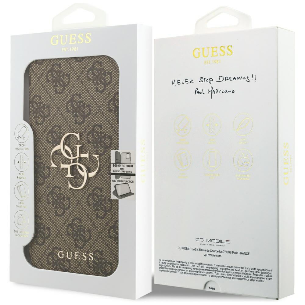 iPhone 17 Pro Max Leder Tasche Book 4G Metal Logo (GUBKP17X4GMGBR) - Braun