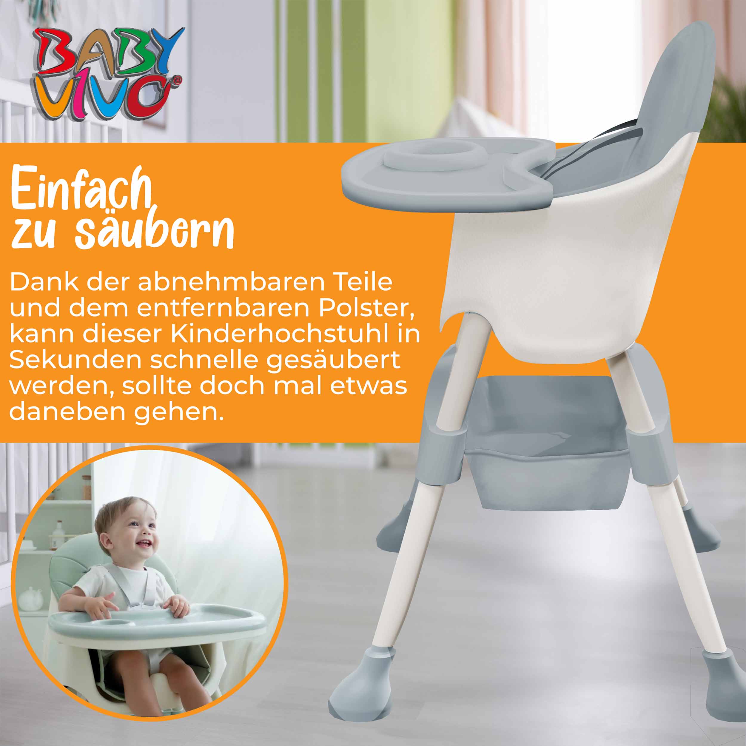 Baby Vivo Design 2in1 Kinderhochstuhl - Oscar Türkis