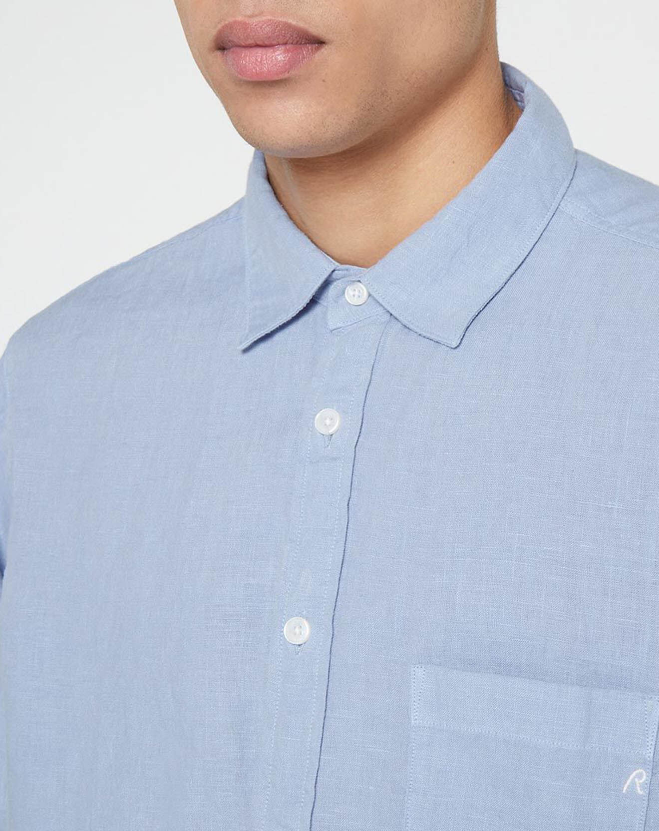Replay Chemise 100% Lin Regular Fit bleu clair