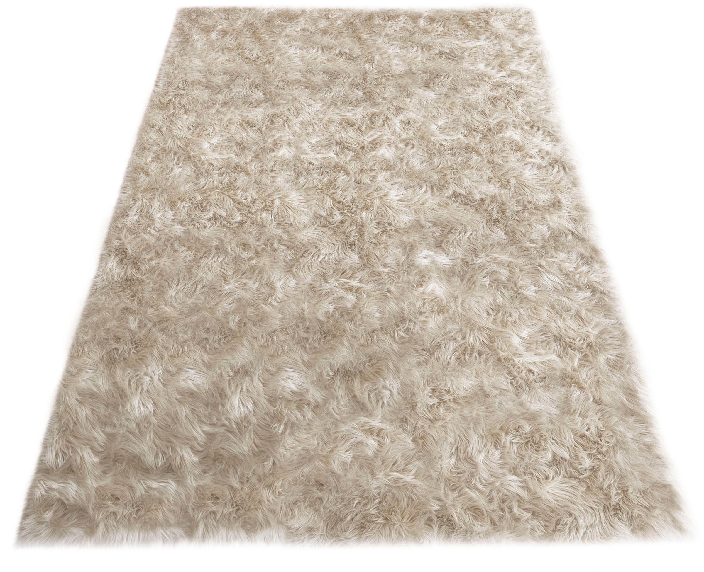 my home Fellteppich »Dena, Hochflor Teppiche, kuschelig weich« rechteckig 60 mm Höhe Kunstfell, Uni-Farben, Wohnzimmer, Schlafzimmer, Esszimmer