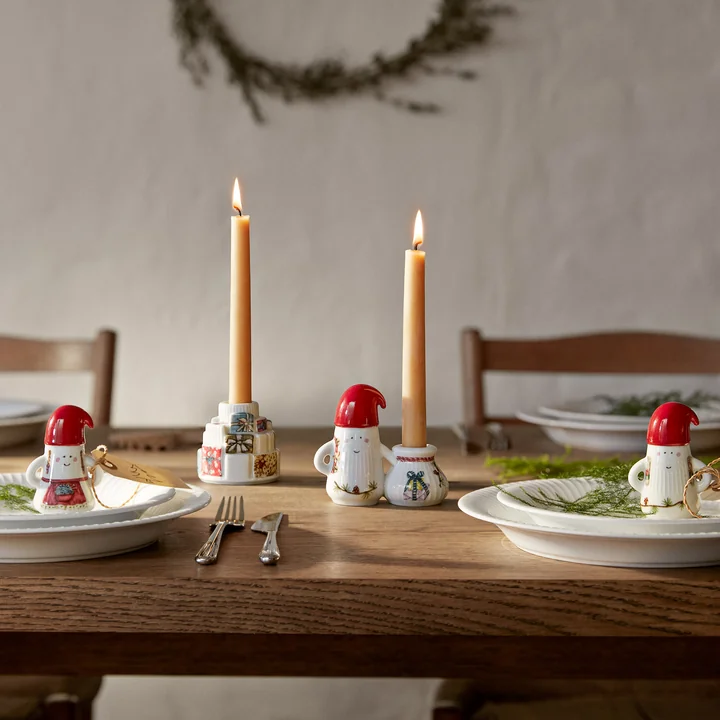 Kähler Design - Hammershøi Father Elf Kerzenständer, H 8,5 cm, weiss / mehrfarben