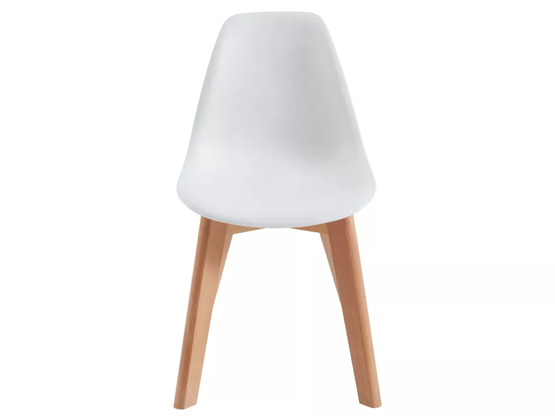 Lot de 2 chaises enfant en polypropylène et hêtre - Blanc - LILINOU